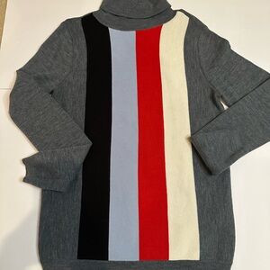 1901 Gray Multicolor Striped Turtleneck Sweater